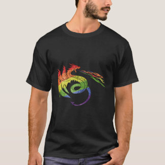 Lgbtq Dragon med Rainbow Flame Pride Gift T Shirt