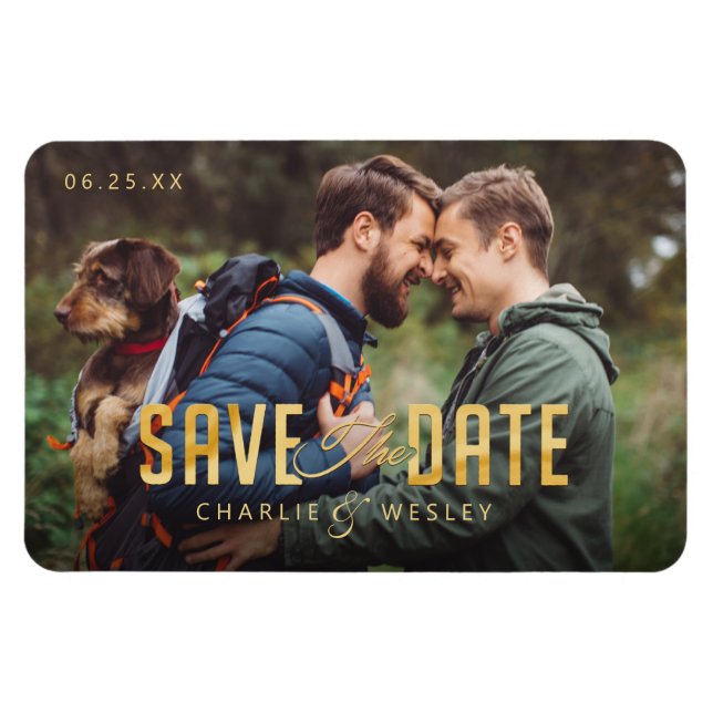 LGBTQ enkel traditionell Spara datumet med foto Magnet (Horisontell)