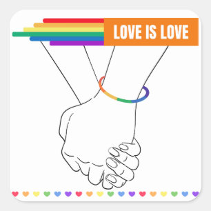 LGBTQ+-fästare, Kärlek är Kärlek-fästare, Pride Fyrkantigt Klistermärke