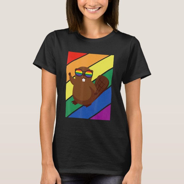 LGBTQ Flag Gay Pride Month Rainbow Beaver With LGB T Shirt (Framsida)