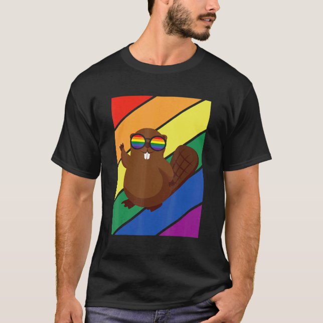 LGBTQ Flag Gay Pride Month Rainbow Beaver With LGB T Shirt (Framsida)