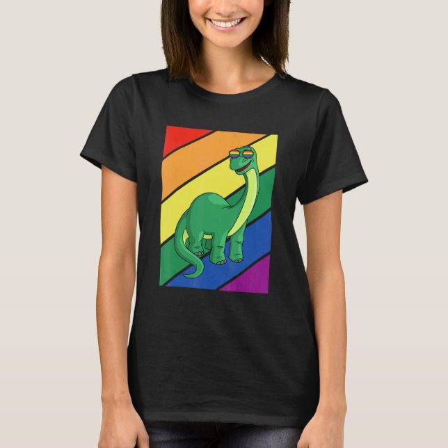 LGBTQ Flag Gay Pride Month Rainbow Dinosaurs LGBT  T Shirt (Framsida)