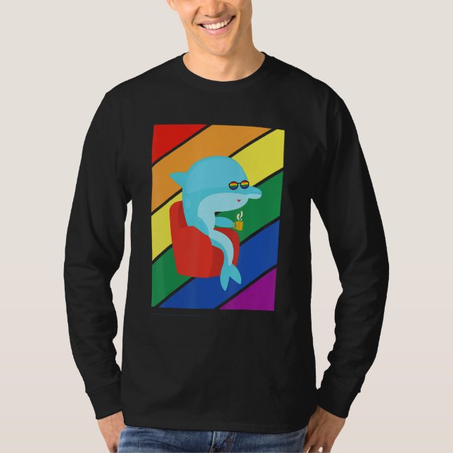 Lgbtq Flag Gay Pride Month Rainbow Dolphin Lgbt Gl T Shirt (Framsida)