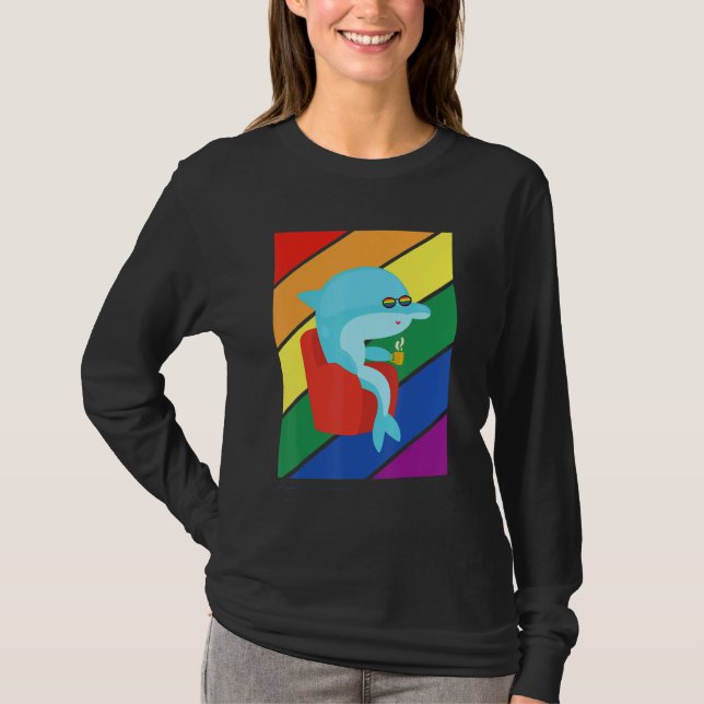 Lgbtq Flag Gay Pride Month Rainbow Dolphin Lgbt Gl T Shirt (Framsida)