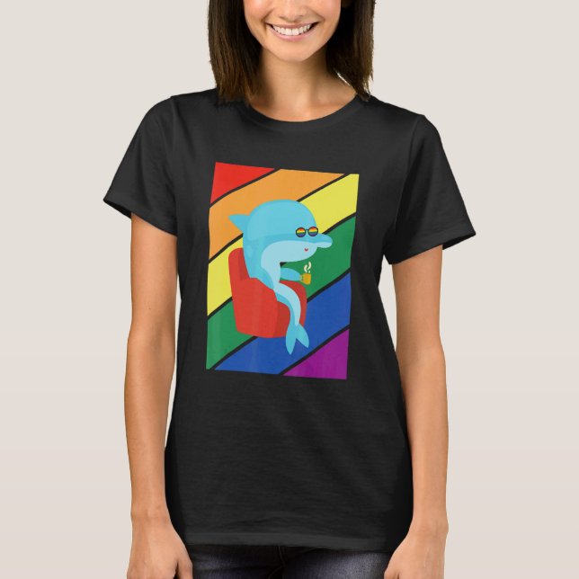 LGBTQ Flag Gay Pride Month Rainbow Dolphin LGBT Gl T Shirt (Framsida)
