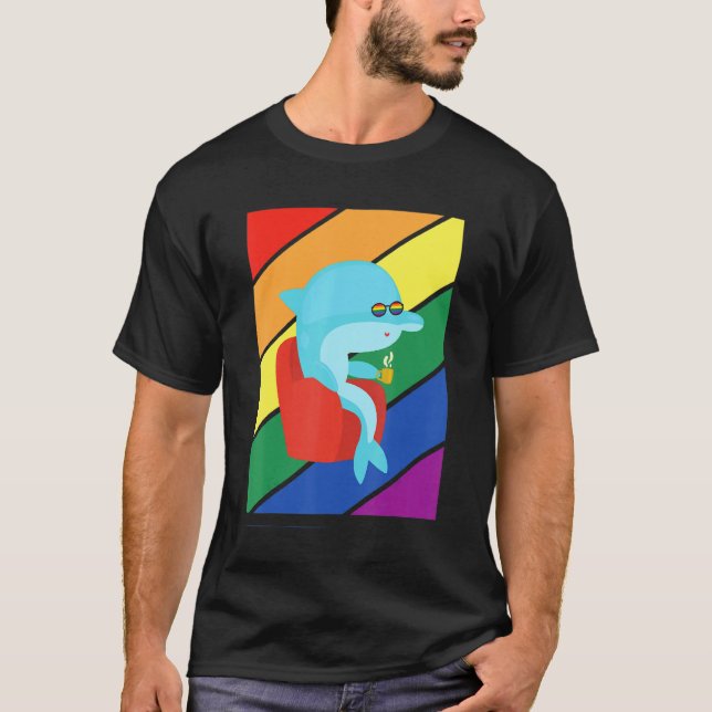 Lgbtq Flag Gay Pride Month Rainbow Dolphin Lgbt Gl T Shirt (Framsida)