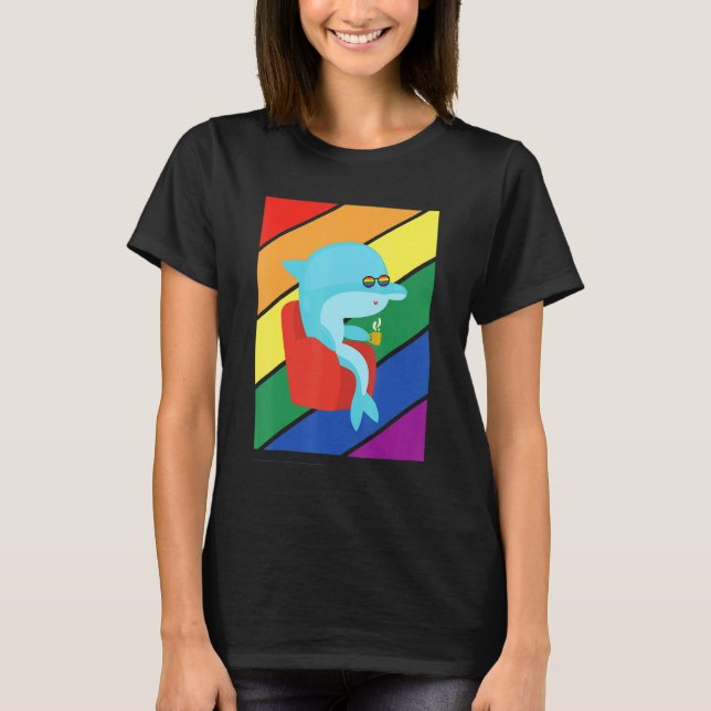 Lgbtq Flag Gay Pride Month Rainbow Dolphin Lgbt Gl T Shirt (Framsida)