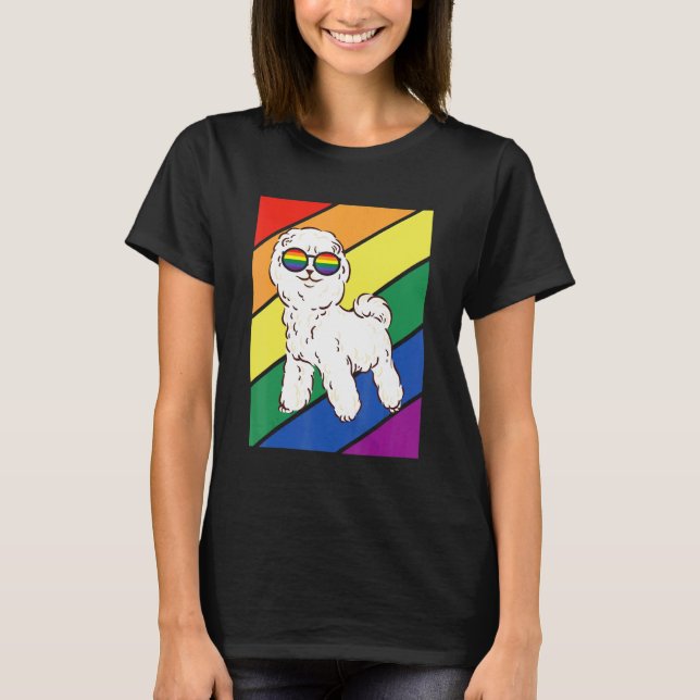LGBTQ Flag Gay Pride Month Rainbow Poodle Dog LGBT T Shirt (Framsida)