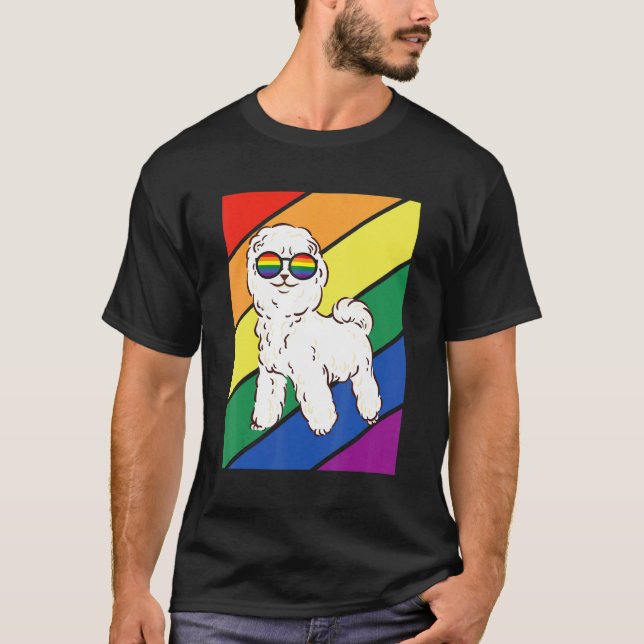 LGBTQ Flag Gay Pride Month Rainbow Poodle Dog LGBT T Shirt (Framsida)
