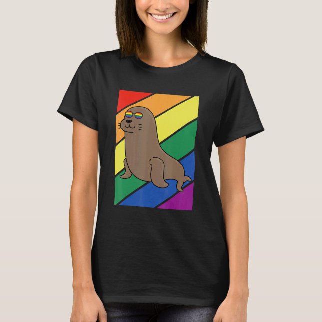 LGBTQ Flag Gay Pride Month Rainbow Sea Lion LGBT G T Shirt (Framsida)