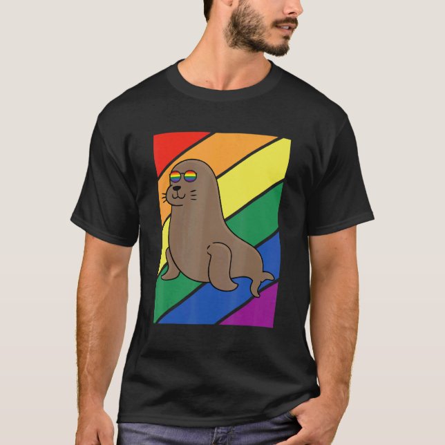 LGBTQ Flag Gay Pride Month Rainbow Sea Lion LGBT G T Shirt (Framsida)