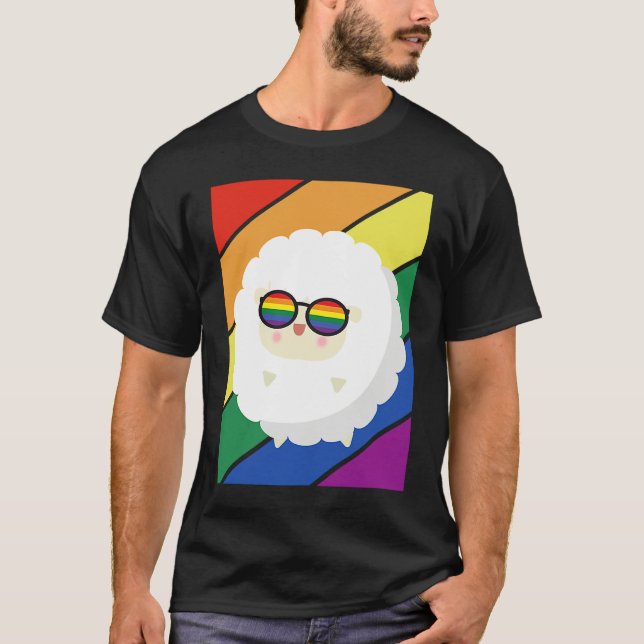 LGBTQ Flag Gay Pride Month Rainbow Sheep With LGBT T Shirt (Framsida)