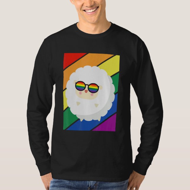 LGBTQ Flag Gay Pride Month Rainbow Sheep With LGBT T Shirt (Framsida)