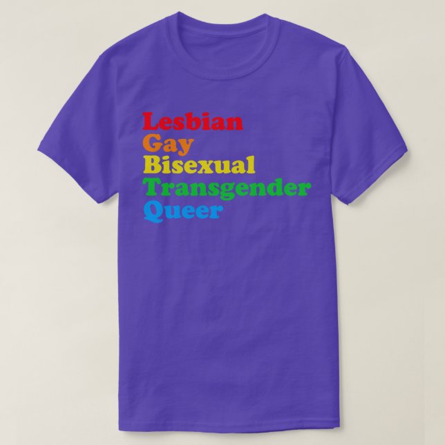 LGBTQ-förkortningen Rainbow Gay pride T Shirt (Design framsida)