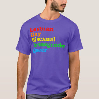 LGBTQ-förkortningen Rainbow Gay pride T Shirt