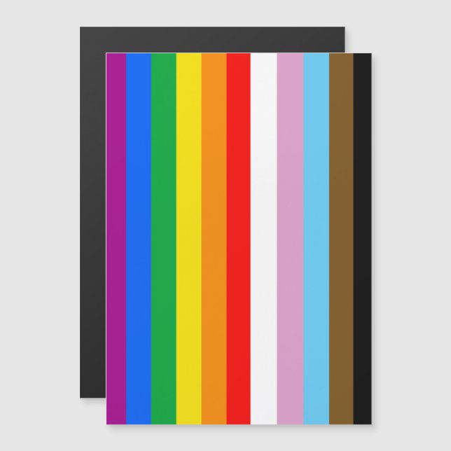 LGBTQ+ framstegsflaggans ränder Magnetisk Inbjudningskort (Fram/baksida)