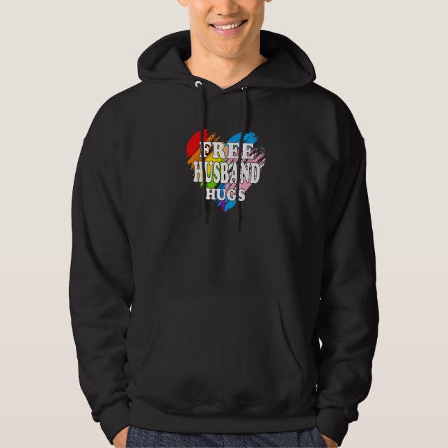 Lgbtq Free Husband Hugs Gay Pride Lgbt Ally Rainbo Hoodie (Framsida)