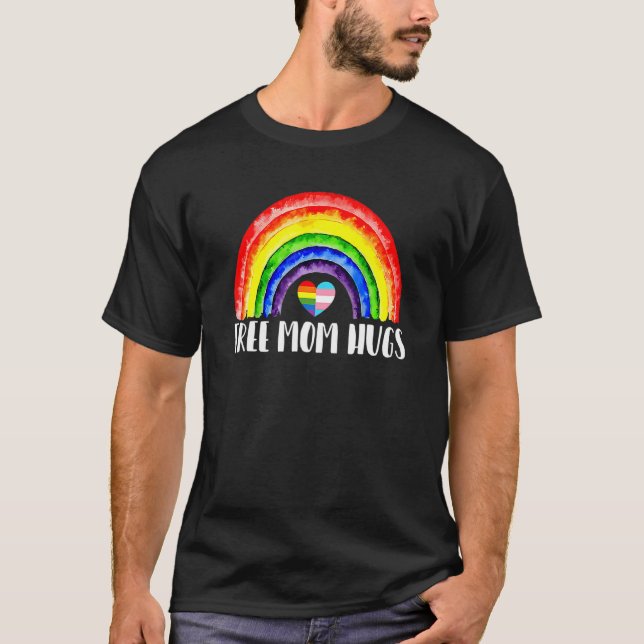 Lgbtq Free Mamma Hugs Gay pride Lgbt Ally Rainbow  T Shirt (Framsida)