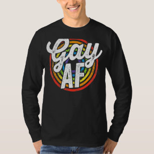 Lgbtq Gay Af Pride Lgbt Ally Rainbow Flagga Retro  T Shirt