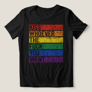 LGBTQ Gay Lesbisk Stoltmånad T-shirt Kyss Vem Som