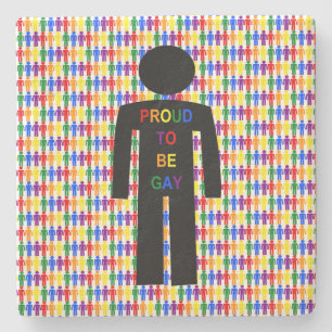 LGBTQ Gay Man Silhouette och Rainbow Manar Stenunderlägg