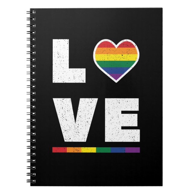 LGBTQ Gay pride Flagga Distress Grunge Kärlek Anteckningsbok (Framsidan)