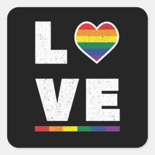 LGBTQ Gay pride Flagga Distress Grunge Kärlek Fyrkantigt Klistermärke