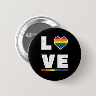 LGBTQ Gay pride Flagga Distress Grunge Kärlek Knapp