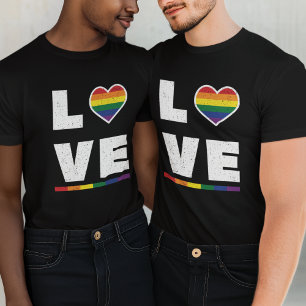 LGBTQ Gay pride Flagga Distress Grunge Kärlek T Shirt