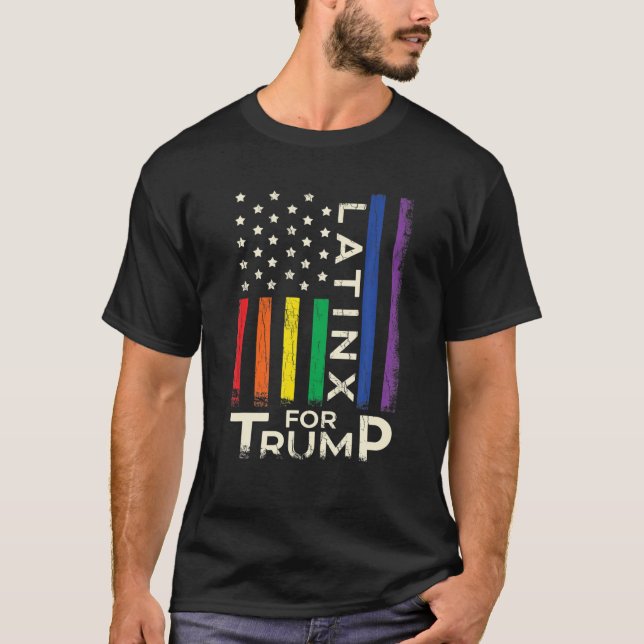LGBTQ Gay pride LatinX för Trump 2020 Val USA T Shirt (Framsida)
