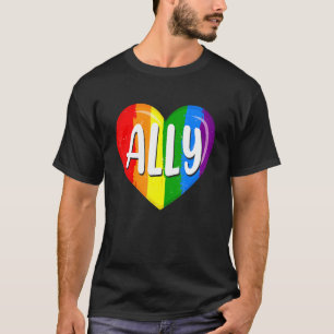 Lgbtq Gay pride Lgbt Ally Rainbow Flagga Heart Ret T Shirt