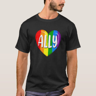 Lgbtq Gay pride Lgbt Ally Rainbow Flagga Heart Ret T Shirt
