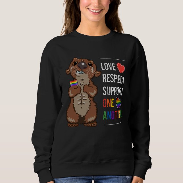 LGBTQ Gay Pride Month Love Respect Support One Ano T Shirt (Framsida)