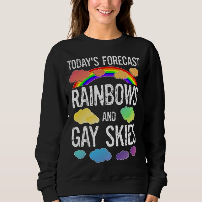LGBTQ Gay Pride Month Parade Rainbows And Gay Skie T Shirt (Framsida)