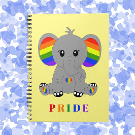LGBTQ gay pride - Söt elefant med regnbåge flagga Anteckningsbok