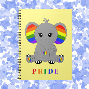 LGBTQ gay pride - Söt elefant med regnbåge flagga Anteckningsbok
