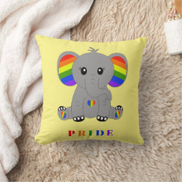 LGBTQ gay pride - Söt elefant med regnbåge flagga Kudde