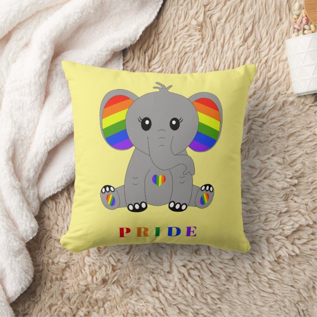 LGBTQ gay pride - Söt elefant med regnbåge flagga Kudde (Filt)
