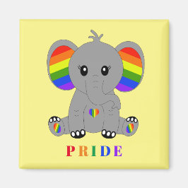 LGBTQ gay pride - Söt elefant med regnbåge flagga Magnet