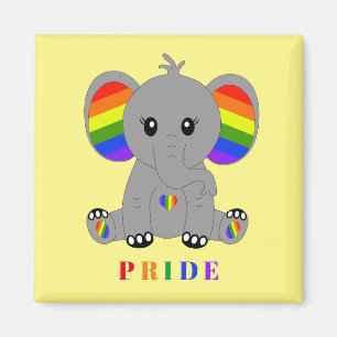 LGBTQ gay pride - Söt elefant med regnbåge flagga Magnet