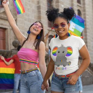 LGBTQ gay pride - Söt elefant med regnbåge flagga T Shirt