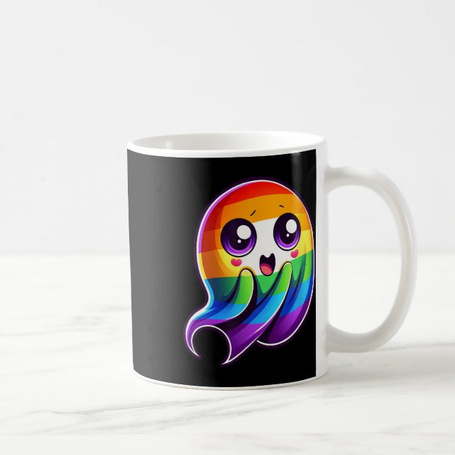 Lgbtq Ghost Rainbow Gay pride Funny Kaffemugg (Höger)