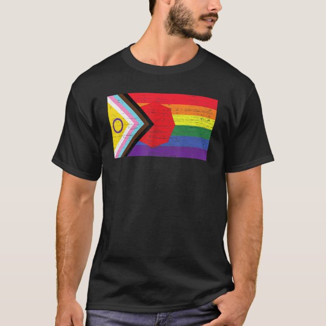 LGBTQ+ Grunge Flag Inclusive Progressive Pride Fla T Shirt (Framsida)