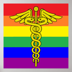 LGBTQ Healthcare Caduceus Sign Wall Art Poster