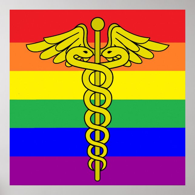 LGBTQ Healthcare Caduceus Sign Wall Art Poster (Framsidan)