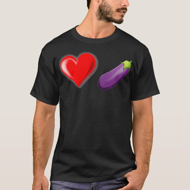 LGBTQ Heart Eggplant Emoji T Shirt (Framsida)