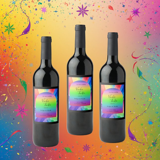 Lgbtq Human höger bröllop Vinflaska Etikett (Skapare uppladdad)