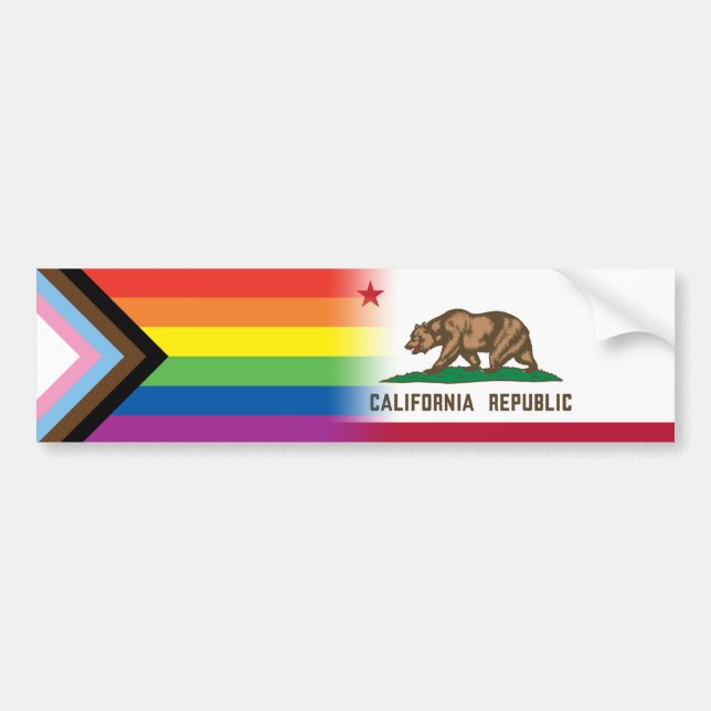 LGBTQ Inclusive Progress-Pride Flagga California Bildekal (Framsidan)