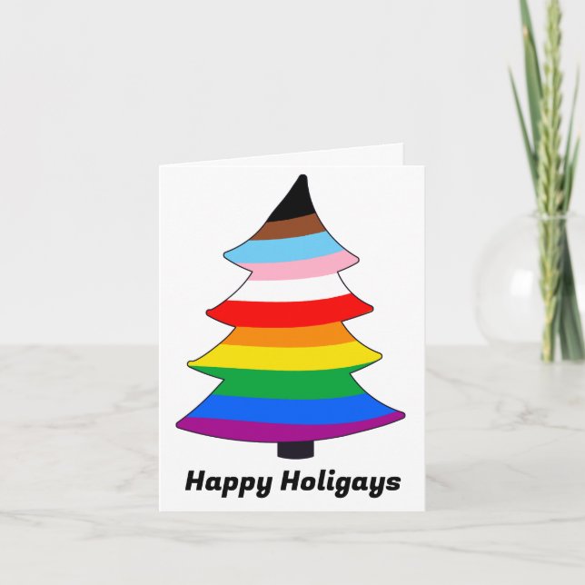 LGBTQ+ INKLUDERANDE PRIDE Holigay Träd Julkort Helgkort (Framsida)