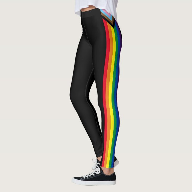 Lgbtq Inklusive regnbåge gay pride flagga svart Leggings (Vänster)